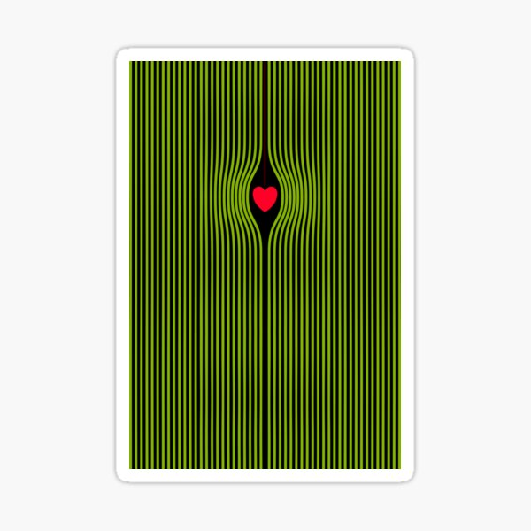 Red heart with green stripes Sticker