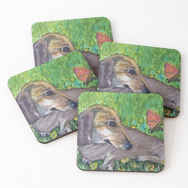 Item preview, Dacshund Dog and Butterfly art designed and sold by AngelaHart1.