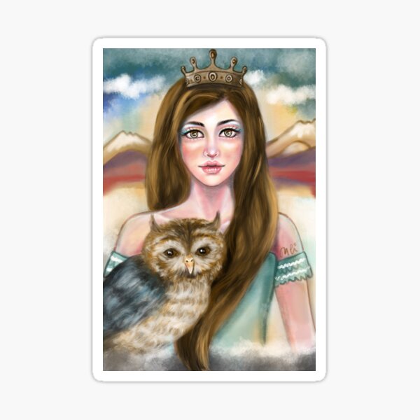 Girl and Owl Sticker