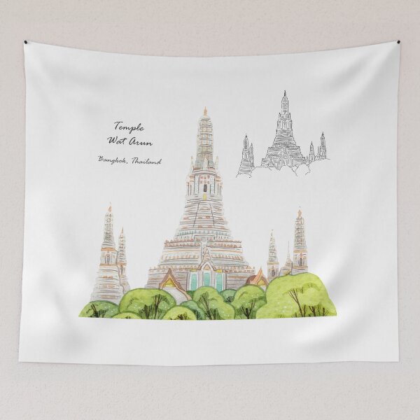 Item preview, Wat Arun temple, Bangkok (Thailand) designed and sold by adeillustrator.
