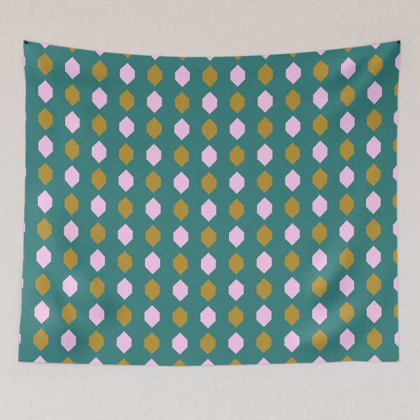 Item preview, Diamond pattern in cotton candy pink and mustard yellow on lagoon blue designed and sold by Ninaeva.