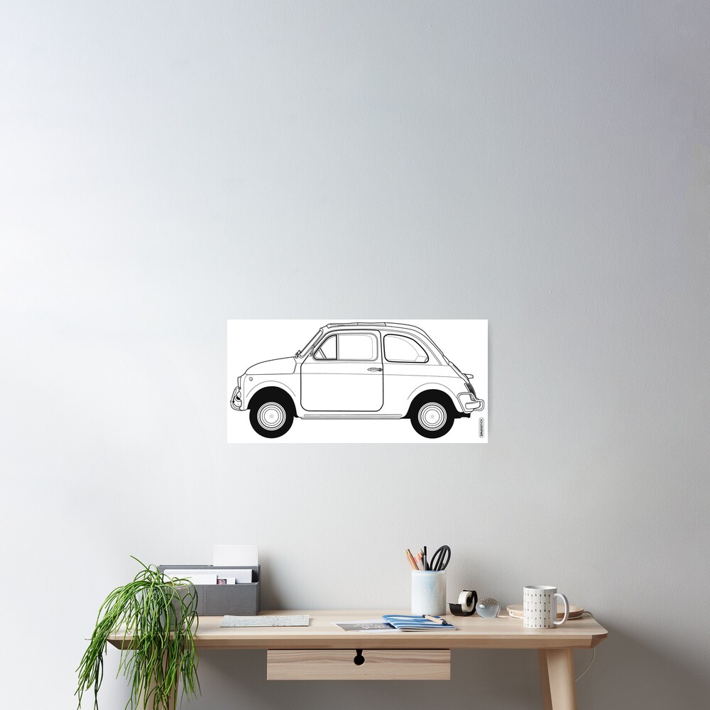 Fiat 500 Vintage Car Poster