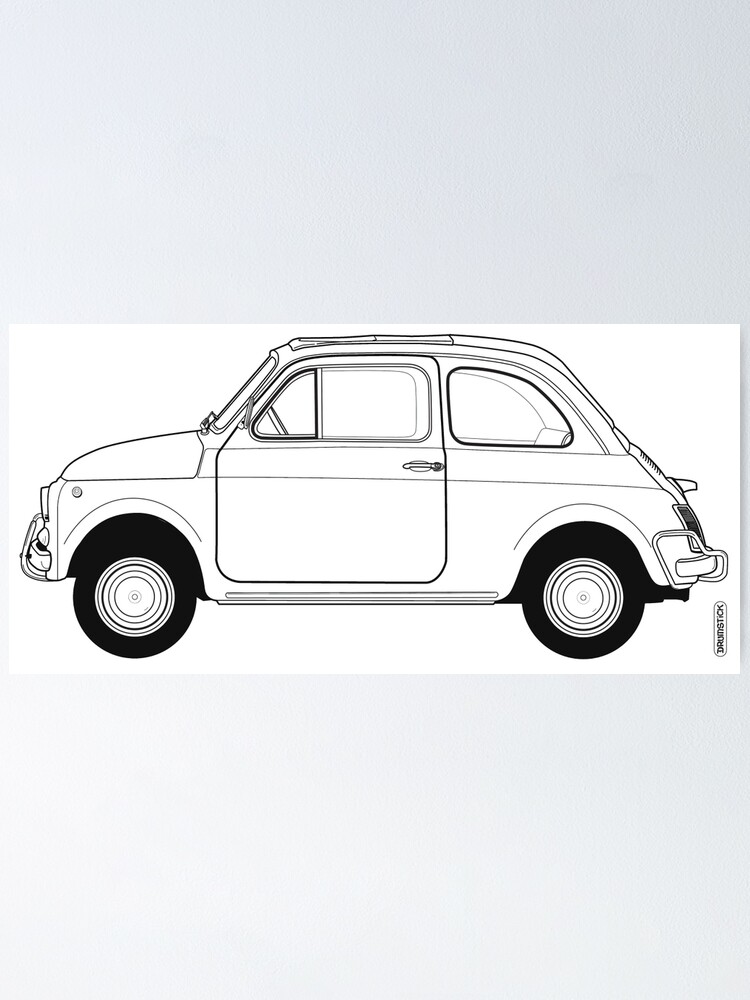 Fiat 500 Vintage Car Poster By Thedrumstick Redbubble