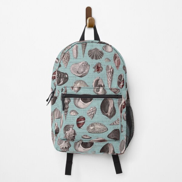 Item preview, Seashells burgundy red grey pale aqua blue black cream designed and sold by Delinda Graphic Studio.