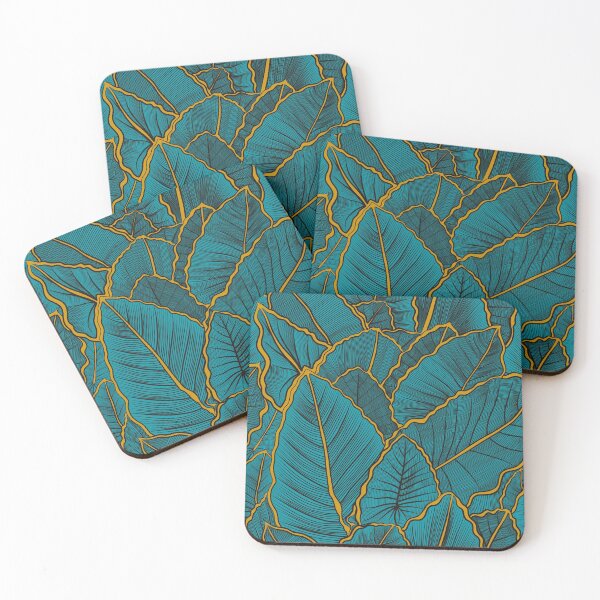 Item preview, Lines of leaves in Turquoise and a slice of gold designed and sold by Wildwagner.
