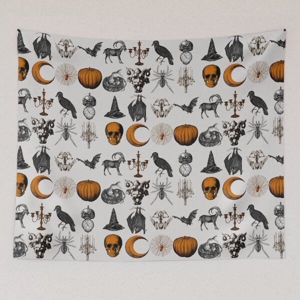Item preview, Creepy Vintage Halloween Symbols Collage designed and sold by funnytshirtemp.
