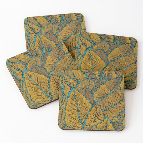 Item preview, Mustard leaves edged in phthalate turquoise  designed and sold by Wildwagner.