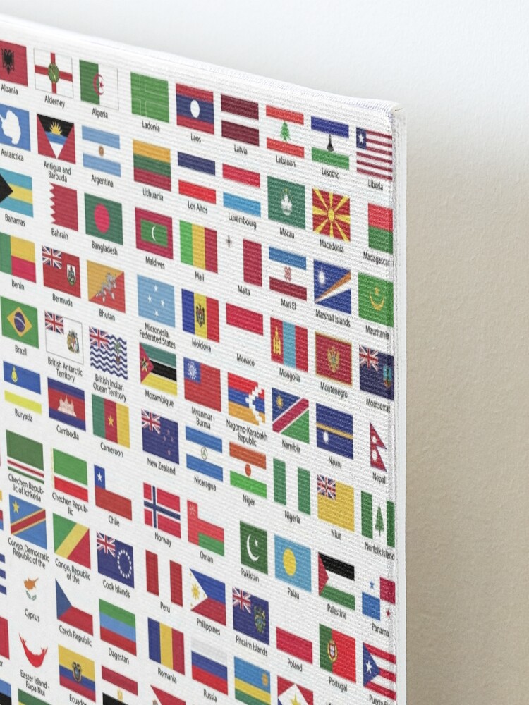 Banderas del mundo con nombres de países | Lámina montada