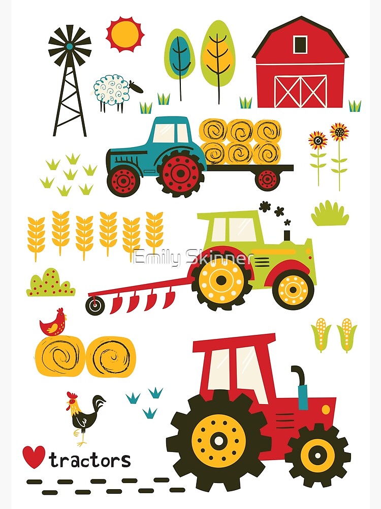 Tractors And Farmyard Poster For Sale By Emilykskinner Redbubble 
