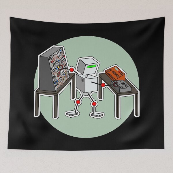 Item preview, Robot Music Producer Playing Modular Synthesizer designed and sold by AtomicMalibu.