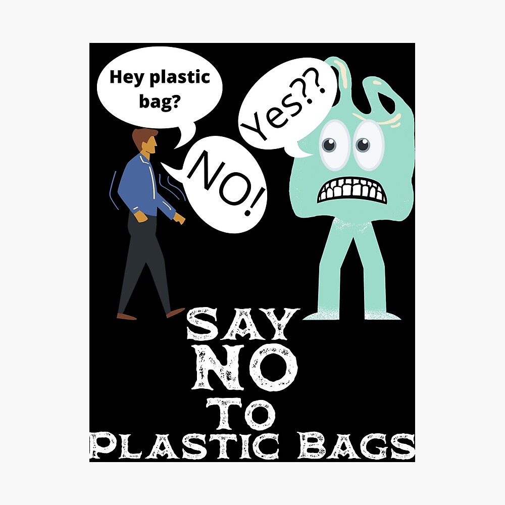 Say no Plastic Bags Card Poster Banner. Vector - Stock Illustration  [53125949] - PIXTA