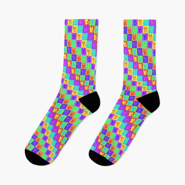 Item preview, Bright Rainbow Pixel Cat Tiles Pattern designed and sold by rin3d .