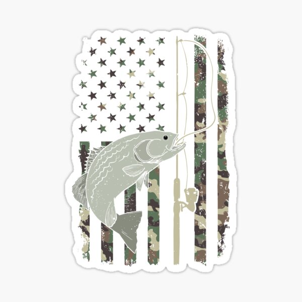 American Flag Fishing Vintage Fishing' Sticker