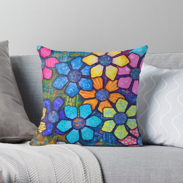 "Flower Power" Original Design by PhillipaheART Throw Pillow