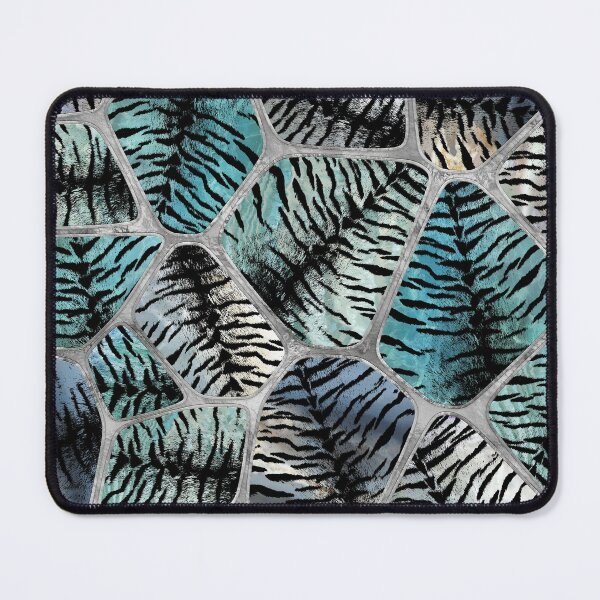 Item preview, Silver Blue Marbles Tiger Faux Fur Cells  designed and sold by k9printart.