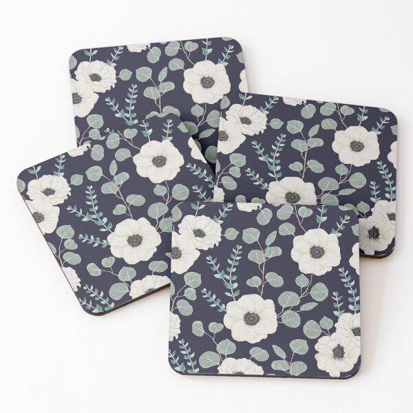 Item preview, Winter White Anemone Flowers and Eucalyptus Flower Pattern, Winter Pattern, Flower Pattern, Winter, Flower, Pattern designed and sold by graphic-genie.
