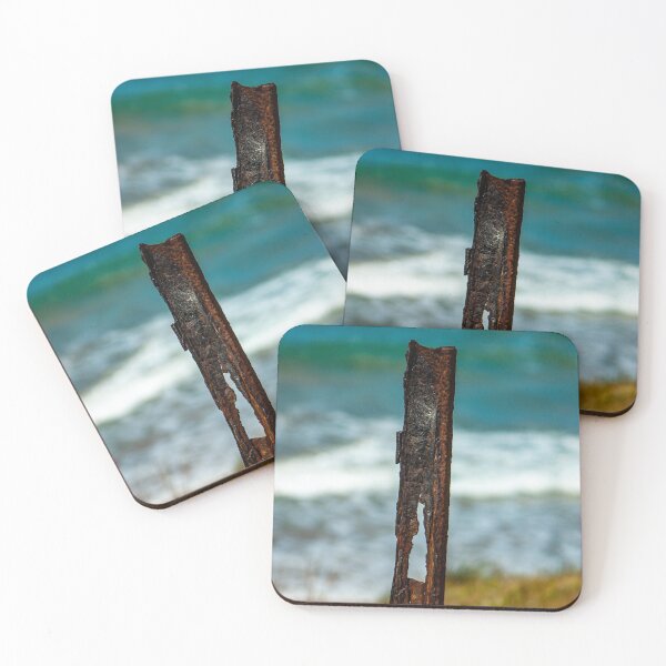 Item preview, Rusted metal fence post with a coastal background designed and sold by James-Cole.