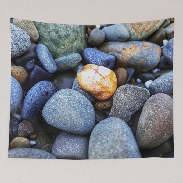 Item preview, Beach Pebbles Blue Greys with Orange designed and sold by Beachy.