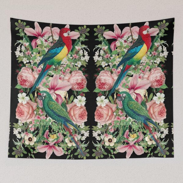 Item preview, Tropical Retro Vintage Parrots With Exotic Flowers designed and sold by TrulyEpoque.
