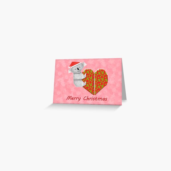 Koala Origami and its Heart gift wrapped for Christmas  Greeting Card