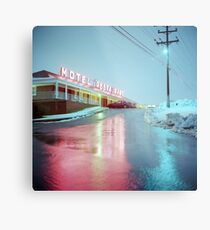 Rainy Motel Lights Metal Print