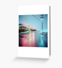 Rainy Motel Lights Greeting Card