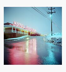 Rainy Motel Lights Photographic Print