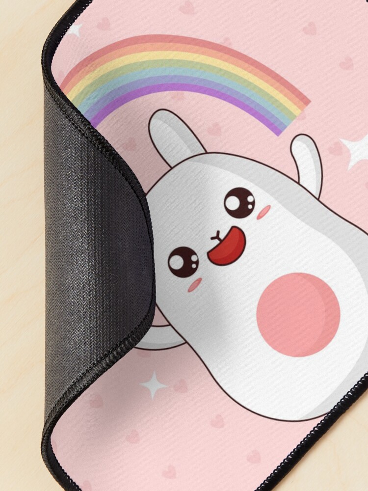 Alternate view of Kawaii bunny and rainbow Mouse Pad