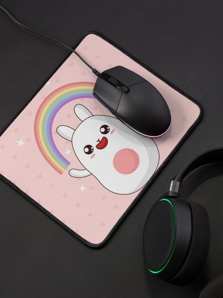 Alternate view of Kawaii bunny and rainbow Mouse Pad