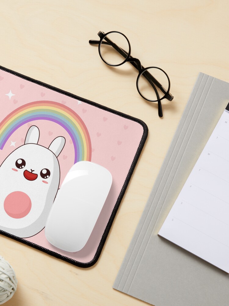 Alternate view of Kawaii bunny and rainbow Mouse Pad