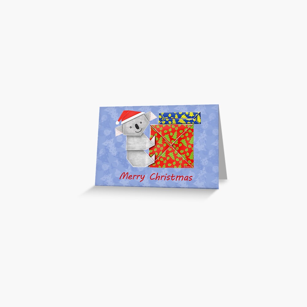 Koala Origami and its mystery Christmas Gift boxes Greeting Card