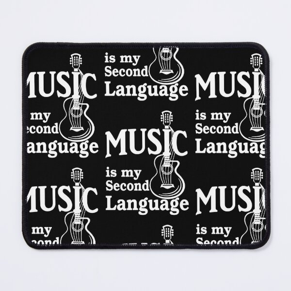 Item preview, Music is my second language guitar white text designed and sold by headpossum.