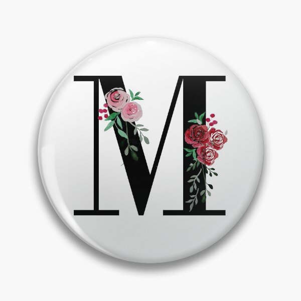 Item preview, Letter M Initials monogram floral designed and sold by Saba-Red-Ideas.