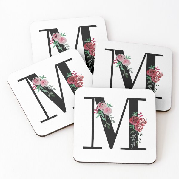 Item preview, Letter M Initials monogram floral designed and sold by Saba-Red-Ideas.
