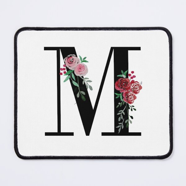Item preview, Letter M Initials monogram floral designed and sold by Saba-Red-Ideas.