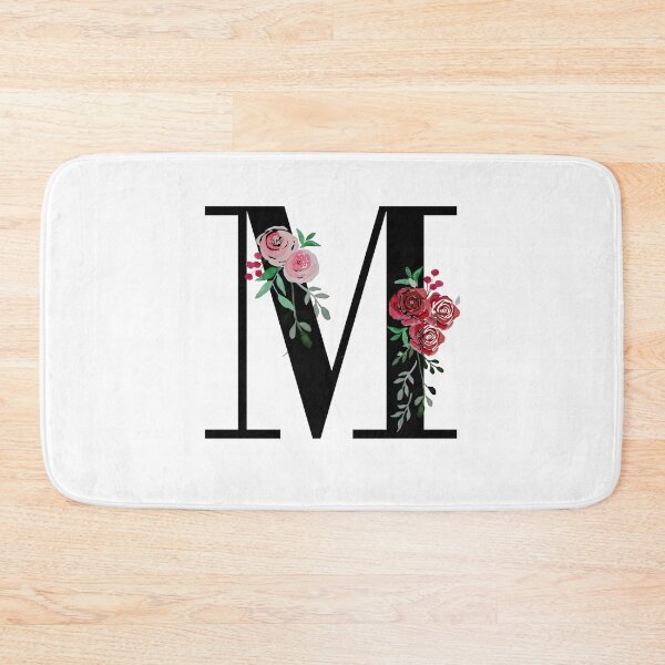 Item preview, Letter M Initials monogram floral designed and sold by Saba-Red-Ideas.