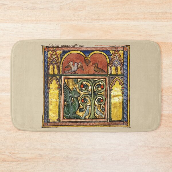 Item preview, MEDIEVAL BESTIARY,GREEN DRAGON,TREE OF LIFE AND BIRDS IN GOLDEN PALACE designed and sold by BulganLumini.
