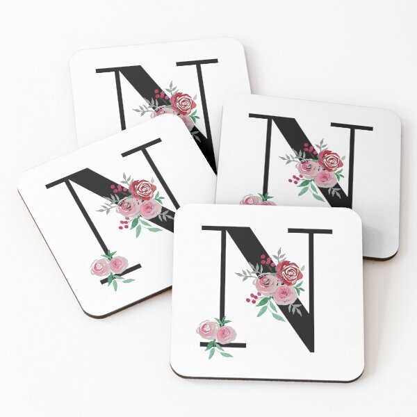 Item preview, Letter N Initials monogram floral designed and sold by Saba-Red-Ideas.