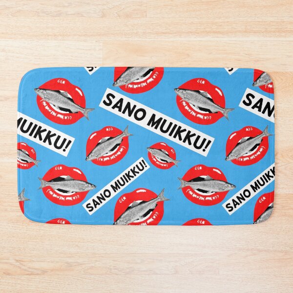 Item preview, SANO MUIKKU! Diga queso a la manera finlandesa - Patrón en rojo sobre azul designed and sold by FinYen.