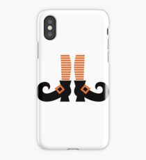 Orange striped witch legs. Vector cartoon Illustration iPhone Case/Skin