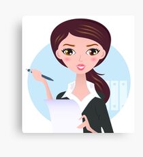 Office writing woman with paper note Canvas Print