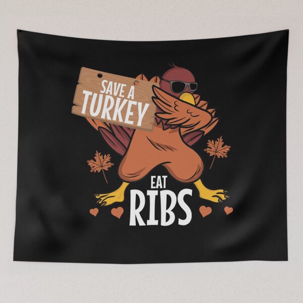 Item preview, Save a Turkey Eat Ribs - Thanksgiving Family Reunion Pullover Hoodie designed and sold by FideliaShop.