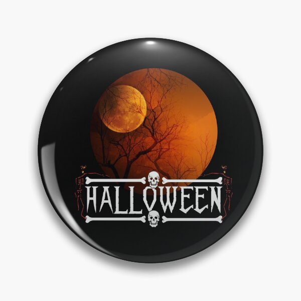 Item preview, Halloween Skeleton, Spooky Halloween Orange Moon night designed and sold by Click-Like.