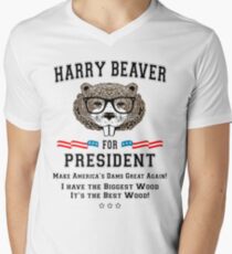 Harry Beaver For President Mens V Neck T Shirt Harry Beaver For President Mens V Neck T Shirt