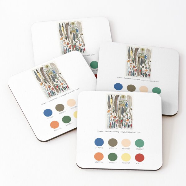 Item preview, Colour Palette of Plumes - Feathers (1900) by Adolphe Millot (1857-1921) designed and sold by CoffeewithAnh.