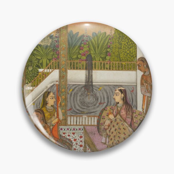 Item preview, A Princess with Attendants on a Terrace designed and sold by HinduArtGallery.