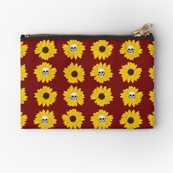sunflower skull (burgundy) Zipper Pouch
