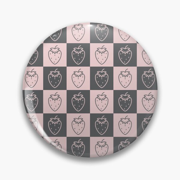 Item preview, Strawberries checkered Pattern | Cute pink and dark grey strawberries pattern | Strawberry lover designed and sold by Violet Treasures.