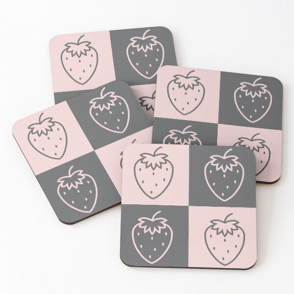 Item preview, Strawberries checkered Pattern | Cute pink and dark grey strawberries pattern | Strawberry lover designed and sold by Violet Treasures.
