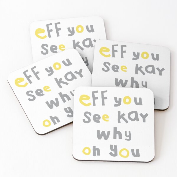 Item preview, Eff You See Kay Why Oh You Typography Yellow Grey designed and sold by ellenhenry.